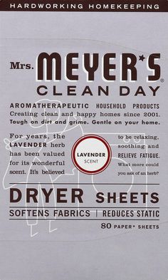 Mrs. Meyer's Clean Day Dryer Sheets Lavender Scent - 80 Each Essential Oils Lavender, Lavender Herb, Laundry Care, Organic Cleaning Products, Clothes Dryer, Cleaning Day, Dryer Sheets, Lavender Scent, Floral Scent