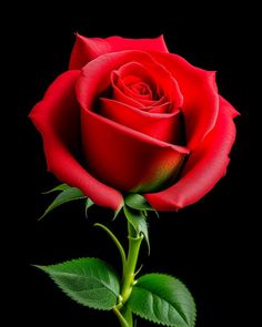 a single red rose on a black background