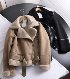 Shearling Sheepskin Leather Jackets Outwear · KoKo Fashion · Online Store Powered by Storenvy Brown Faux Leather Outerwear For Winter, Brown Faux Leather Winter Outerwear, Brown Faux Leather Biker Jacket For Winter, Winter Beige Faux Leather Outerwear, Suede Shorts, Casual Chique, Winter Chic, Winter Outerwear