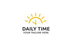 the logo for daily time is yellow and has an arrow pointing up to the sun