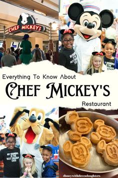 an advertisement for mickey's restaurant with the words everything to know about chef mickey's restaurant