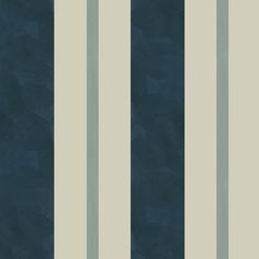 a blue and beige striped wallpaper with vertical lines on the bottom half of it