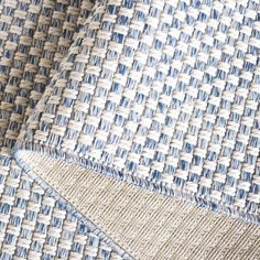 woven material with blue and white stripes on it