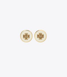 Kira Enamel Circle-Stud Earring: Women's Designer Earrings | Tory Burch Designer Jewellery, Tory Burch Earrings, Circle Earrings Studs, Circle Studs, Pearl Stud Earrings, Crystal Pearls, Pearl Studs, Designer Jewelry, Sale Event