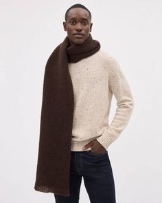 A great addition to your seasonal wardrobe, this two-tone bouclé scarf is sure to keep you warm all while providing you with a great style. 

- Woven fabric: contains 80% wool
- Fringes at hem Men Scarf, Mens Smart Casual Outfits, Orange Scarf, Seasonal Wardrobe, Mens Smart Casual, Smart Casual Men, Active Jacket, Smart Casual Outfit, Scarf Men