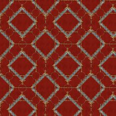 a red background with blue and gold designs