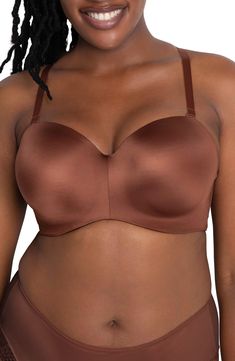 Seamless, contoured cups provide secure support in this convertible bra that can be worn seven different ways to accommodate a variety of outfits. Removable, convertible straps 74% nylon, 26% Lycra® spandex Hand wash, line dry Imported Lingerie Black Owned and Founded Couture, Strapless Bras, Lingerie Black, Bra Models, Convertible Bra, Beautiful Bra, Of Outfits, Girl Tips, Strapless Bra