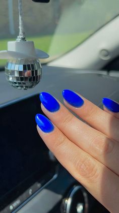 #blue #nails #nailinspo #cute #popular #almond #almondnails #brightblue #aesthetic #vsco #trend #trending #natural #color #summernails #bluenails #pretty #top #pinit #discover Almond Nails Periwinkle, Almond Acrylic Nails One Colour, Plain Nails Almond Shape, Cute Acrylic Almond Nails, Pretty Blue Nail Designs, Almond Nail Solid Color, Nail Inspo Almond Simple Solid Color, Blue Nails Ideas Design, Pretty Solid Color Nails