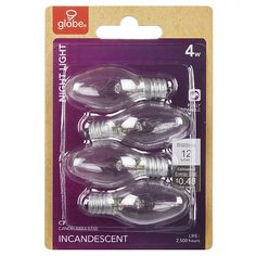 three light bulbs in packaging on a white background