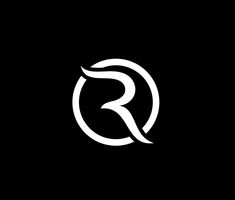 the letter r is made up of white letters on a black background with an oval shape