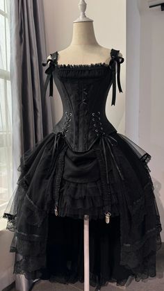 43099564671023|43099564769327|43099564834863|43099564867631 Black Corset Dress, Corset Skirt, Black Corset Top, Antique Dress, Fairytale Dress, Dress Suit, Gothic Dress, Black Set, Alternative Outfits