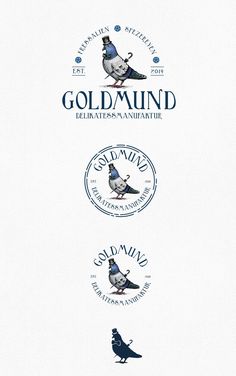 three different logos with birds on them for gold and mund, belbatta's aluminateur