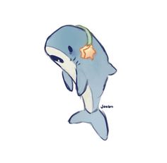 a drawing of a dolphin with a star on its nose