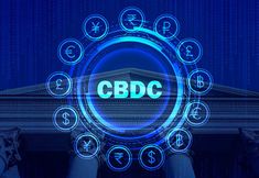 the words cbbc surrounded by currency symbols in front of a blue background with columns