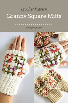 crochet pattern granny square mitts