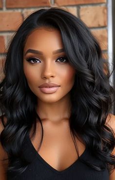 Straight Styles For Black Women, Professional Black Women Hairstyles, Well Put Together Women, Different Shades Of Black Hair, Blowout On Medium Length Hair, Layers For Long Hair Black Women, Wavy Quick Weave, Jet Black Hair Black Women, Latina Haircuts