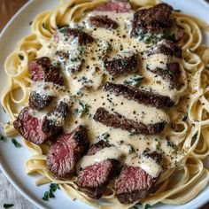 if I ever want some steak Alfredo I want it just like this 🔥🤤🤤🤤💋💋🔥🔥🔥 Fancy Dinner Recipes Steak, Copycat Olive Garden Steak Gorgonzola Alfredo, Steak And Fettuccine, Mushroom Gorgonzola Sauce, Food Aesthetically Dinner, Gorgonzola Steak Pasta, Savory Steak Gorgonzola Alfredo, Savory Steak Gorgonzola Alfredo With Creamy Parmesan Sauce, Crumb Steak