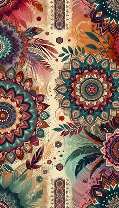 an abstract floral pattern with many colors