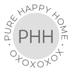 the logo for pure happy home oxoxoxx, which is used to make soaps