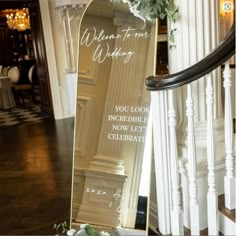 Welcome to our Wedding, you look Incredible Vinyl Decal for Wedding Mirror. Transform your wedding mirror into a stunning focal point with our custom vinyl decal. This elegant script will greet your guests with warmth and set the perfect tone for your special day. Personalized Elegance: Make your celebration uniquely yours by customizing this decal with your name. The delicate script adds a touch of sophistication, creating a memorable entrance for everyone. Mirror Magic: This decal is designed Welcome Sign On Mirror For Wedding, Welcome To The Wedding Sign Mirror, Gold Welcome Mirror Wedding, Mirrored Welcome Sign Wedding, Wedding Welcome Mirror Full Length, Wedding Sign On Mirror, Wedding Welcome Mirror Sign, Wedding Entrance Sign Mirror, Wedding Mirror Signs