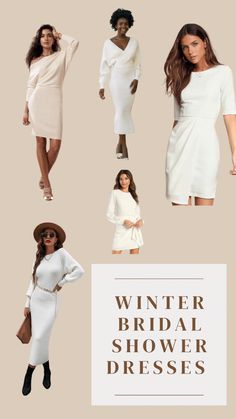 the winter bridal shower dresses are available in multiple styles and colors, including white