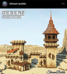 Minecraft Desert Lighthouse, Desert Gate Minecraft, Minecraft Savanna Village Ideas, Mesa Base Minecraft, Minecraft Desert Decoration