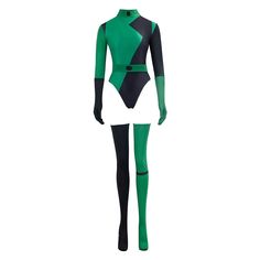 a woman's bodysuit with black and green colors