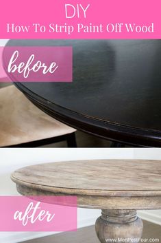 the before and after of a dining room table makeover with chalk paint, wood