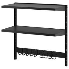 BROR wall shelf combination, with hooks/2 shelves/black, 341/2x173/4x353/8" - IKEA Bror Ikea, Ikea Garage, Ikea France, Merchandise Display, Organized Bed, Shed Organization, Removable Shelves, Wall Shelves & Ledges, Tennis Racquets