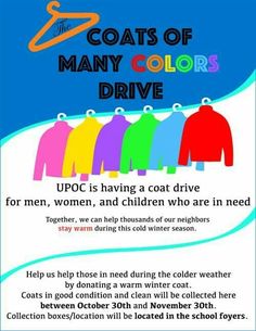 an advertisement for the coats of many colors drive, which is being held by children