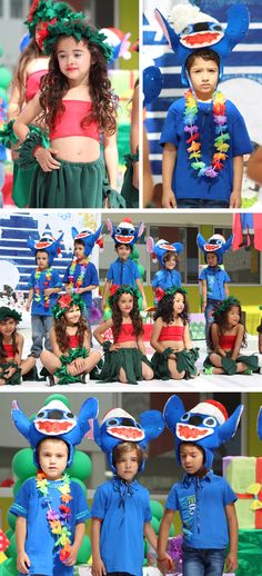 several pictures of children dressed in costumes