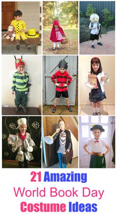 the collage shows different costumes for children