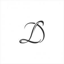 the initial letter d is made up of curved lines and has an elegant, modern design