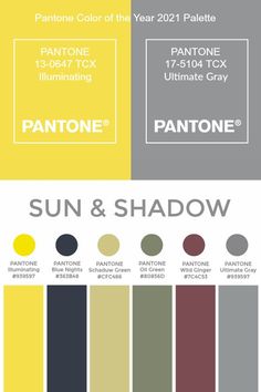 pantone's color chart for the year 2011 and 2012, including sun and shadow