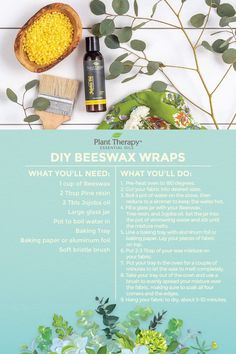 a poster with some plants and other things to do in the background that include beeswax wraps