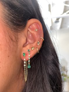 a close up of a person with ear piercings on their left and right ears