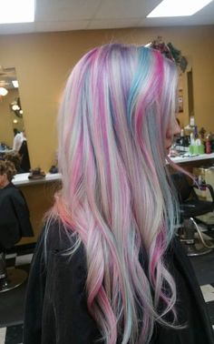 Hair Color Ideas Trendy, Unicorn Hairstyle, Aria Blaze, Unicorn Hair Color, Peekaboo Highlights, Summer Blonde Hair, Hair Inspiration Long, Tutorial Ideas, Trendy Hairstyle