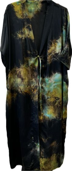 limited edition silk ice dyed kimono in black + yellow <span class='visuallyhidden'>Phone or text 323-404-2959 for shopping assistance</span> Black Silk Kimono For Summer, Black Silk Summer Kimono, Summer Black Silk Kimono, Silk Cami, Bespoke Jewellery, Silk Kimono, Bespoke Design, Out And About, Kimonos