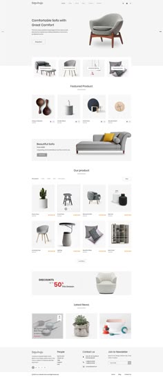 the website for furniture store is displayed