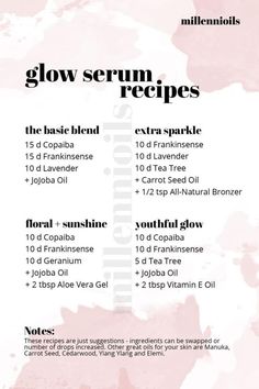 Face Serum Recipe, Essential Oil Diy, Diy Eye Cream, Essential Oils For Face, Essential Oil Beauty, Diy Glow, Aromatherapy Recipes, Face Routine, Young Living Essential Oils Recipes