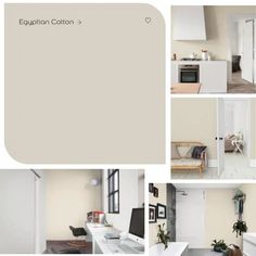 a collage of photos showing the interior and exterior of a house with beige paint