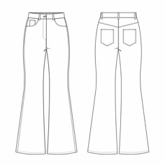 the front and back view of a women's jeans with pockets on each side