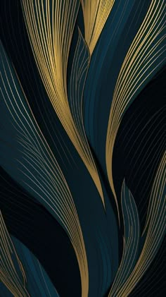 an abstract gold and blue background with wavy lines