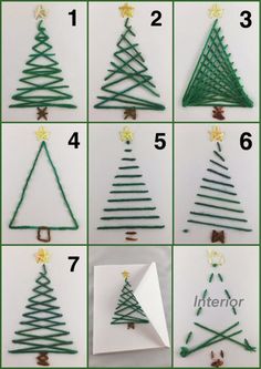 how to make a christmas tree out of yarn with pictures on the front and side