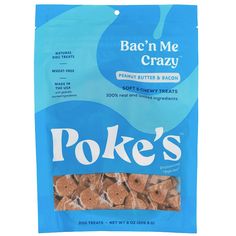 a bag of poke's dog treats on a white background