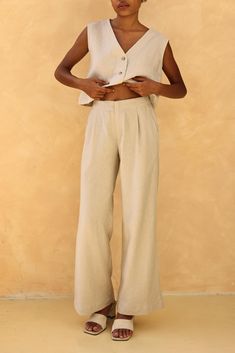 The wide linen pants offer a breezy, timeless, and relaxed style. Handcrafted in our studio to your measurements and preferences, available in over 60 colors. STYLE DETAILS - 100 % linen, medium weight (200gsm), free-shrinkage, amazingly soft feel - Floor length pants; different length is possible - High waisted - Wide legs - Zip fastening at front - Elastic waistband on the back - Inseam pockets - Pants inseam 27.5''/70cm and pants outseam 38''/96cm/size S for our lovely model 5ft5/169cm tall. Linen Summer Pants, Wide Linen Pants, Summer Linen Pants, Pants Linen, Pockets Pants, Linen Summer, Summer Pants, French Seam, Pantalon Large