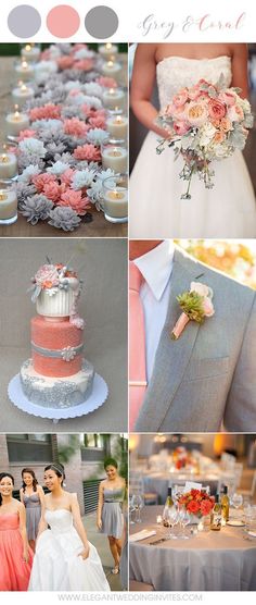 a collage of wedding pictures with different colors