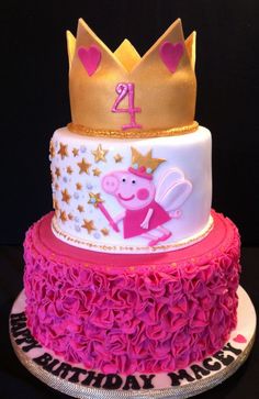 Peppa Pig Princess Cake, Princess Peppa Pig Birthday Party, Pepper Pig Birthday Cake, Peppa Pig Birthday Party Cake, Pepper Pig Cake, Pepper Pig Party Ideas, Peppa Pig Cake Ideas, Tortas Peppa Pig, Birthday Pig