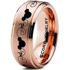 Mickey Mouse Ring 14K Rose Gold Tungsten Disney Ring Custom made to order:  Ships in 1 - 2 weeks! We can create any ring design, logo, symbol, text, font, and matching couple sets. WE STRONGLY RECOMMEND THAT YOU GET YOUR FINGER PROFESSIONALLY MEASURED BEFORE PLACING YOUR ORDER.   Need help figuring out your ring size?  Visit http://www.findmyringsize.com CUSTOM ORDERS (CUSTOM ENGRAVING) ARE FINAL SALE AND DO NOT QUALIFY FOR RETURNS OR EXCHANGES. A fantastic, elegant, and Disney Ring, Mickey Mouse Ring, Mouse Ring, Disney Rings, Sunflower Wedding Decorations, Mickey Mouse Design, Disney Purse, Rose Gold Tungsten, Disney Clothes