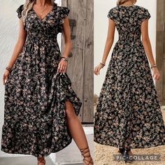 New Floral Print Maxi Long Dress Ruffle Swing Ruched Waist Short Sleeve Nwt Black Tan New Without Tags In Package Excellent Condition- No Visible Flaws Machine Washable Excellent Quality Polyester (Silky Soft & Lightweight) V Neck Leave A Comment Below If Any Questions! Other Listings: Boho, Western, Cowboy, Bohemian, Anthropologie, Free People, Johnny Was, Antique, Ancient, Zara, Gypsy, Breeze, Beachy, Indie, Airy, Rockabilly, Comfortable, Lightweight, Feminine, Flirty, Modern, Cute, Chick, Rom Women Western Dresses, Maxi Long Dress, Floral Print Maxi, Western Dresses, Johnny Was, Western Cowboy, Long Maxi Dress, Black Tan, Ruffle Dress